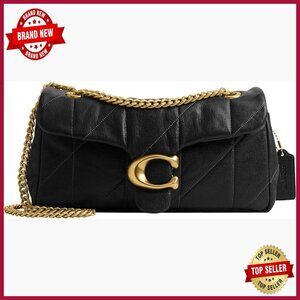 Quilted Leather Shoulder Bag with Chain Strap, Crossbody Wear